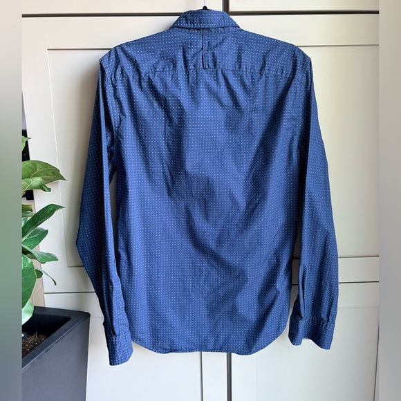 🏷️ Brand New Banana Republic Grant Slim Fit Shirt Custom 078 Navy Polka Dot | S - Picture 3 of 13